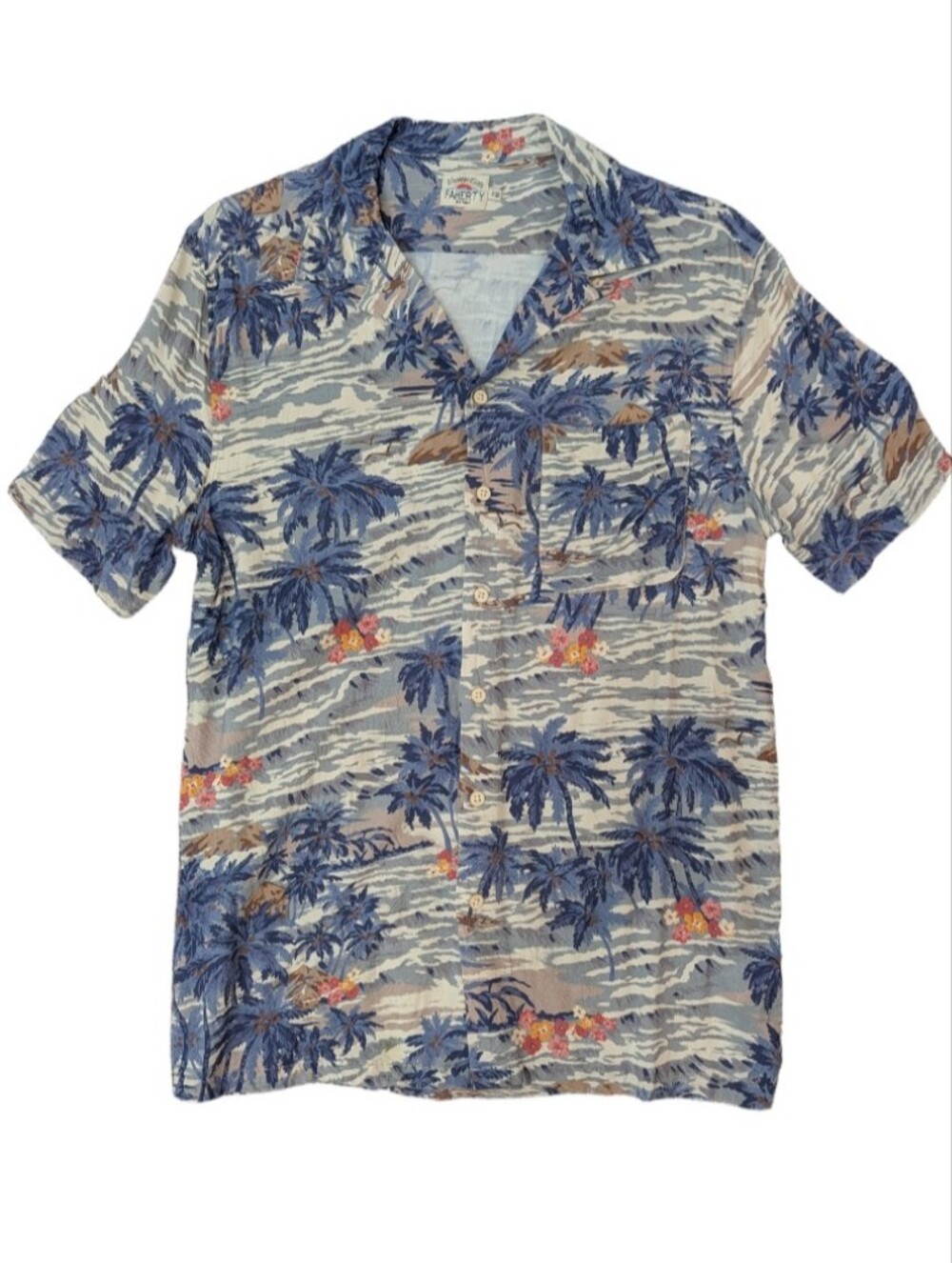 Faherty Hawaiian Palm Tree Beach Button-Up Shirt